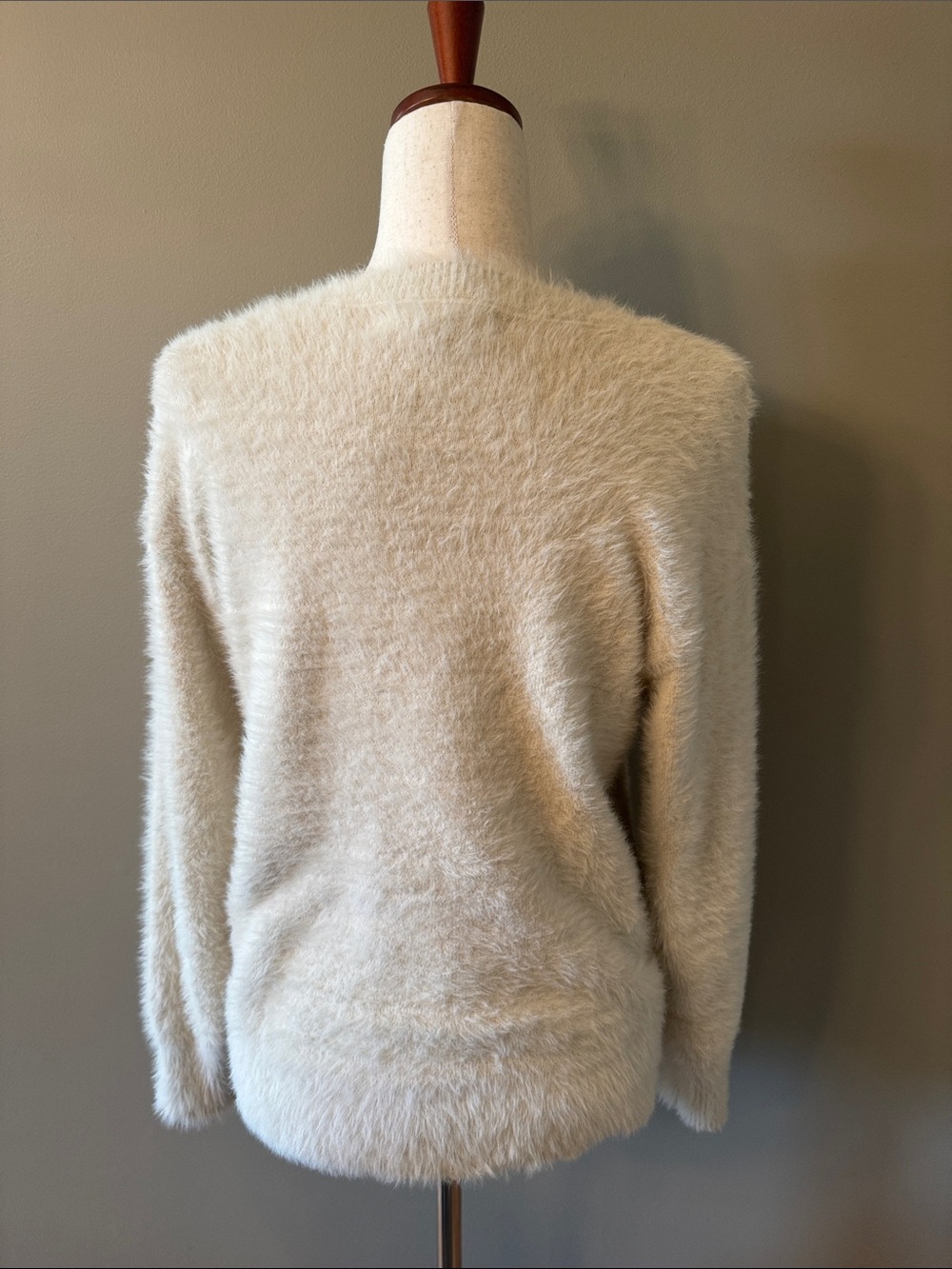 LOFT Fuzzy Crewneck Sweater in Cream - Picture 5 of 9